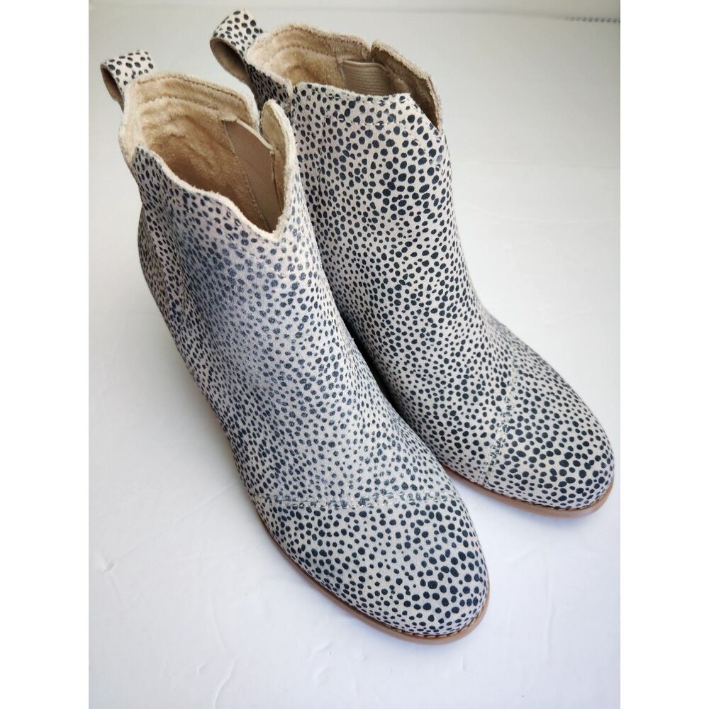 Toms Clare Mini Cheetah Slip On Suede Wedge Ankle Boots 6.5